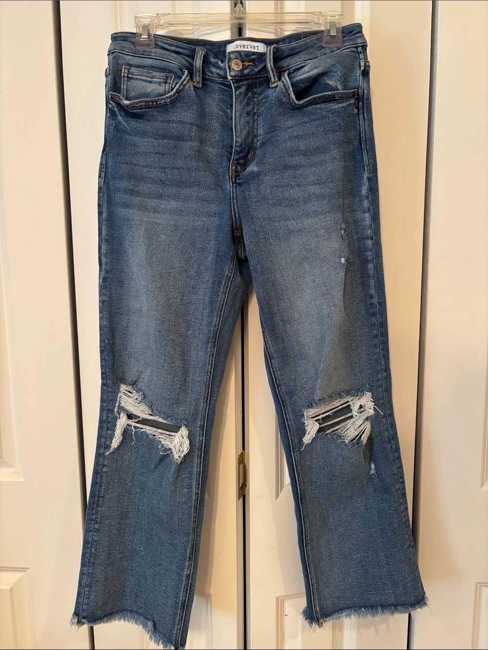 Distressed Cropped Women's Jeans - Blue